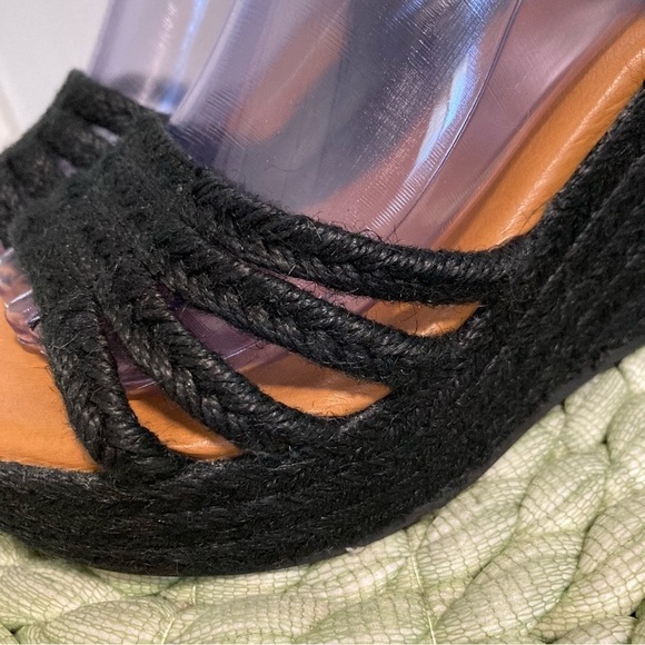 NWOB Sbicca Black Jute Platform Espadrilles Wedge Boho Sandals - Picture 4 of 8